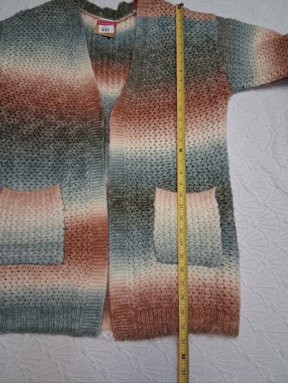 ADORA Multicolor Gradient Bouclé Open-Front Cardigan - Picture 14 of 15